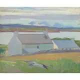Francis Cadell, AUCHABHAICH CROFT, IONA (NIGHTFALL IONA), oil on board