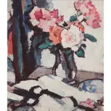 Samuel Peploe, STILL LIFE WITH ROSES, oil on canvas
