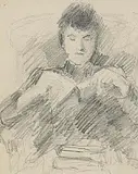 John Butler Yeats, Lily Relaxing, pencil on paper