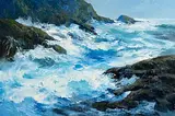 Annemarie Bourke, Rocky Shore, Dingle Peninsula, oil on canvas