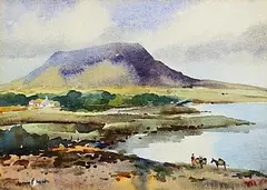 Kenneth Webb, Gathering the Turf, watercolour on paper