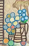 Markey Robinson, Still Life in Moonlight, gouache on wallpaper