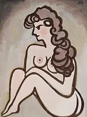 Markey Robinson, Seated Nude, gouache on paper