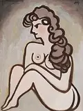Markey Robinson, Seated Nude, gouache on paper