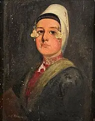 Henry Jones Thaddeus, Breton Girl, oil on panel