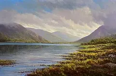 Gerard Marjoram, Kylemore Lake, Connemara, oil on board
