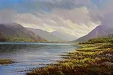 Gerard Marjoram, Kylemore Lake, Connemara, oil on board