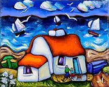 Annie Robinson, Kinsale Cottage, acrylic on canvas