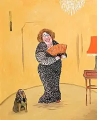John Schwatschke, Lady with a Fan, oil on canvas