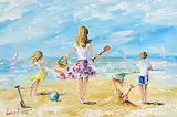 Lorna Millar, Day at the Beach, acrylic on canvas board