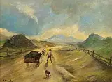 Charles McAuley, Bringing Home the Turf, oil on canvas board