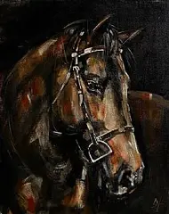 Douglas Hutton, Getting Ready, Horse's Head, oil on canvas