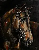 Douglas Hutton, Getting Ready, Horse's Head, oil on canvas
