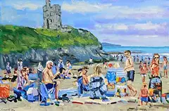 Henry Morgan, Busy Beach, Ballybunion, 2026, oil on canvas
