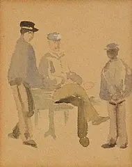 Michael Healy, Dubliners, watercolour on paper