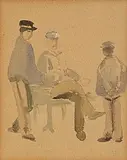 Michael Healy, Dubliners, watercolour on paper