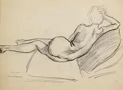 Roderic O'Conor, Reclining Nude, charcoal on paper