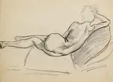 Roderic O'Conor, Reclining Nude, charcoal on paper