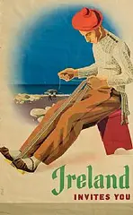Guus Melai Dutch, Ireland Invites You, 1953, original lithographic poster produced in 1953 by Fógra Fáilte (precursor of Bord Fáilte Éireann) - printed by Browne and Nolan