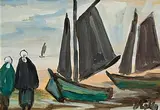 Markey Robinson, Watching the Boats, gouache on board