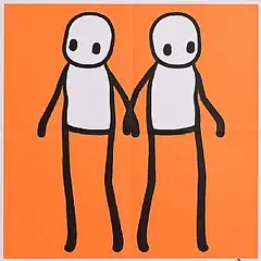 Stik, Holding Hands, screenprint on wove paper with two centre folds