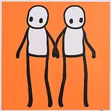 Stik, Holding Hands, screenprint on wove paper with two centre folds