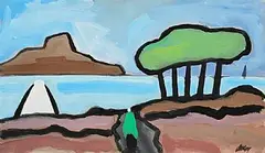 Markey Robinson, Road to the Shore, gouache on card