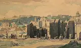 Leonard Squirrell, Net Sheds, Hastings, 1938, watercolour on paper
