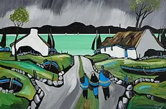 J.P. Rooney, The Three Sisters, gouache on board