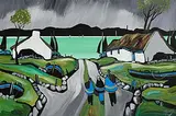 J.P. Rooney, The Three Sisters, gouache on board