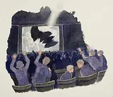 James MacIntyre, Cinema Disaster, watercolour on paper
