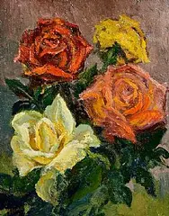 Marjorie Henry, Still Life - Roses, oil on board
