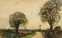 George Clausen, The Road, watercolour on paper