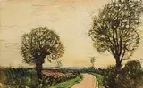 George Clausen, The Road, watercolour on paper