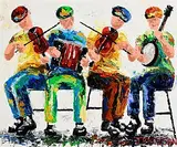 J.P. Neeson, Session at the Fleadh, acrylic on board