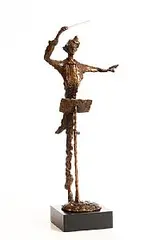 Bernard Kim, The Conductor, bronze on wooden base