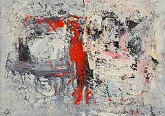 John Kingerlee, Figure in Landscape, mixed media on card