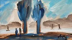 Markey Robinson, Watching the Boats, gouache on board