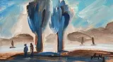 Markey Robinson, Watching the Boats, gouache on board