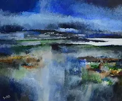 Manus Walsh, Burren Shoreline, Dark Evening, 2005, mixed media on paper