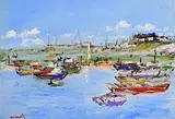 Marie Carroll, Boats at Rest, acrylic on card