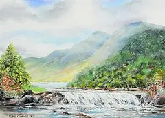 Michael Monaghan, Aasleagh Falls, Co. Mayo, 2012, oil on canvas board