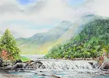 Michael Monaghan, Aasleagh Falls, Co. Mayo, 2012, oil on canvas board