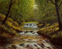 Gerard Marjoram, Kylemore River, Connemara, oil on board