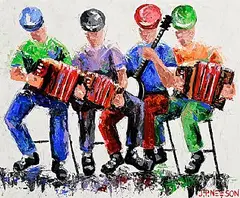 J.P. Neeson, Session at the Belfast Fleadh, acrylic on board