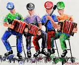 J.P. Neeson, Session at the Belfast Fleadh, acrylic on board