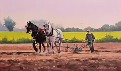 Gregory Moore, Ploughing Time, acrylic on canvas board