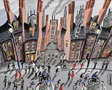 John Ormsby Scottish, Quality Street Scene, 2023, acrylic on board