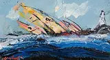 Marie Carroll, Rounding the Fastnet, oil on board