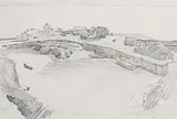 Paul Lewin, Inishturk Harbour, pencil on paper